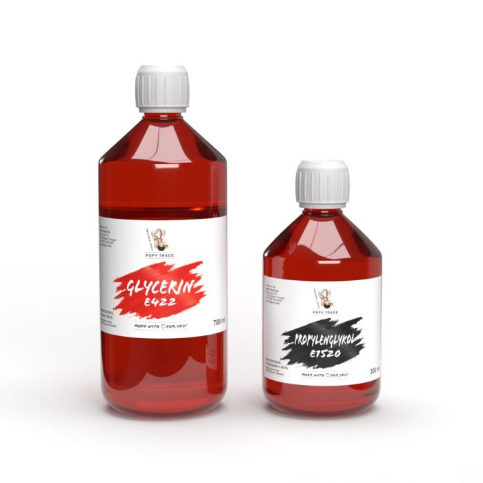POPY TRADE Set aus 700ml Glycerin und 300ml Propylenglykol Flaschen fuer DIY Lebensmittelaromen