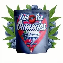 CANNAShock Love Sex Gummies Blueberry Verpackung mit fruchtigen Libido Boost Fruchtgummis