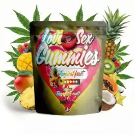 CANNAShock Love Sex Gummies Tropical Fruit Verpackung mit fruchtigem Design