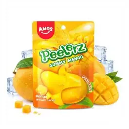 Amos Gummy Mango Peelerz schälbare Fruchtgummis mit intensivem Mangogeschmack in der 65g Verpackung