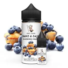 POPY TRADE Shake & Enjoy Blueberry Muffin Aroma Flasche vor hellem Hintergrund