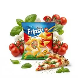 Fripsy 3D Bugles Pizza Napolitana Packung knuspriger Maissnack mit mediterranem Tomaten-Kräuter-Geschmack