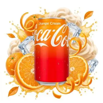 Coca Cola Orange Cream Dose mit US-Import-Design vor neutralem Hintergrund