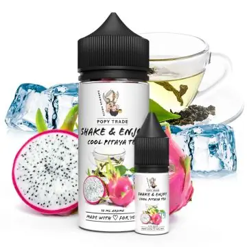 POPY TRADE Shake & Enjoy Cool Pitaya Tea Aroma Flasche auf hellem Hintergrund