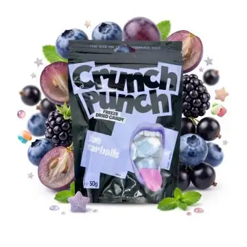 Crunch Punch Blue Starballs Freeze Dried Candy gefriergetrocknete Süßigkeiten in der blauen Snack-Variante