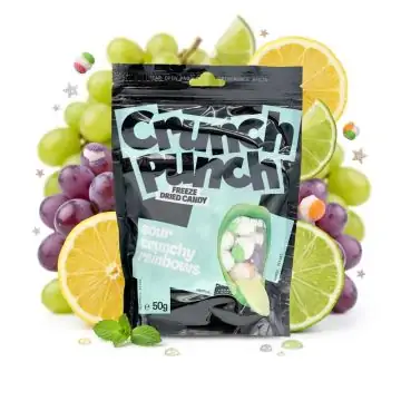 Crunch Punch Sour Crunchy Rainbows Freeze Dried Candy 50g Beutel mit gefriergetrockneten bunten Süßigkeiten