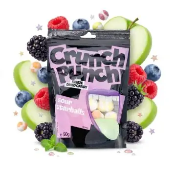Crunch Punch Sour Starballs Freeze Dried Candy Verpackung mit gefriergetrockneten sauren Bonbon-Kugeln
