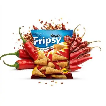 Knusprige Fripsy Bugles Red Hot Chillies Maishörnchen in der 50g-Packung für feurig-scharfen Snack-Genuss