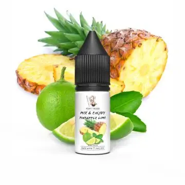 POPY TRADE Mix & Enjoy Pineapple Lime Aroma Flasche mit spritziger Ananas und Limette im Hintergrund.