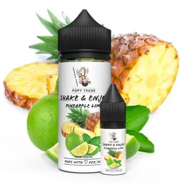 Flasche des POPY TRADE Shake & Enjoy Pineapple Lime Aromas für das einfache selbst Anmischen