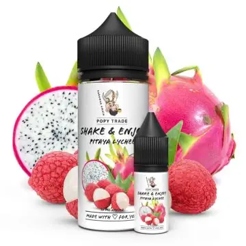 POPY TRADE Shake & Enjoy Pitaya Lychee Aroma Flasche vor weißem Hintergrund