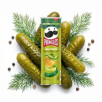 Pringles Dill Pickle Stapelchips Dose mit herzhaftem Dillgurken-Geschmack aus den USA