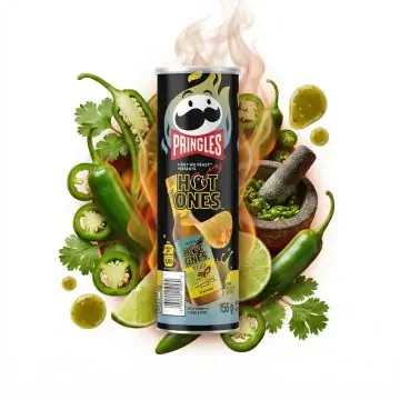 Pringles Hot Ones Verde Stapelchips in der klassischen Frische-Dose mit scharf-saurer Jalapeño-Note