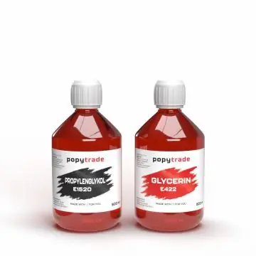 Set aus zwei Flaschen mit 500 ml pflanzlichem Glycerin und 500 ml Propylenglykol von POPY TRADE