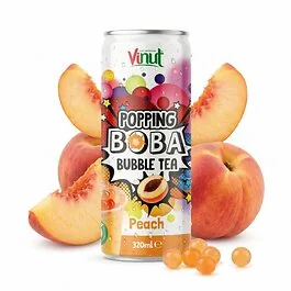 Popping Boba Bubble Tea Drink Peach i 320 ml-flaske med frugtig ferskensmag og popping bobas