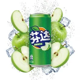 Fanta Apple 330ml limonade med frugtig æblesmag og kulsyre i importdåsen