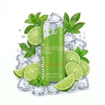 Red Bull The Lime Green Edition Curuba Energy Drink in the light green 250ml can with curuba-lime flavour