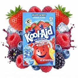 Kool Aid Drink Mix Mixed Berry drikkepulverpose 6,2 g med skovbærsmag og frugtagtig, perlende profil