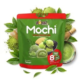 Royal Family Mochi Creamy Matcha Latte 120 g:n pussi, pehmeit&auml; riisikakkuja ja kermaista matcha-t&auml;ytett&auml;