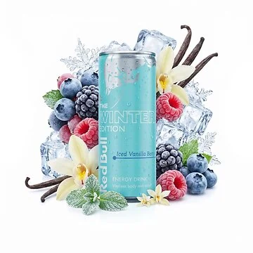 Red Bull The Ice Edition Iced Gummy Bear Vanilla Berry 250 ml can with sparkling fruit flavour
