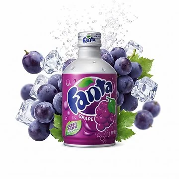 Fanta Grape aluminium can with grape flavour and fizzy carbonation in a 300 ml aluminium can
