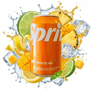Sprite Tropical Mix Dose 355 ml mit tropischem Ananas- und Erdbeergeschmack, spritzige Import-Limonade