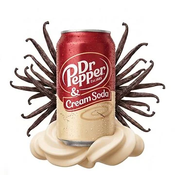 Dr Pepper Cream Soda 355ml US-import can, creamy and fruity soft drink with vanilla cherry notes